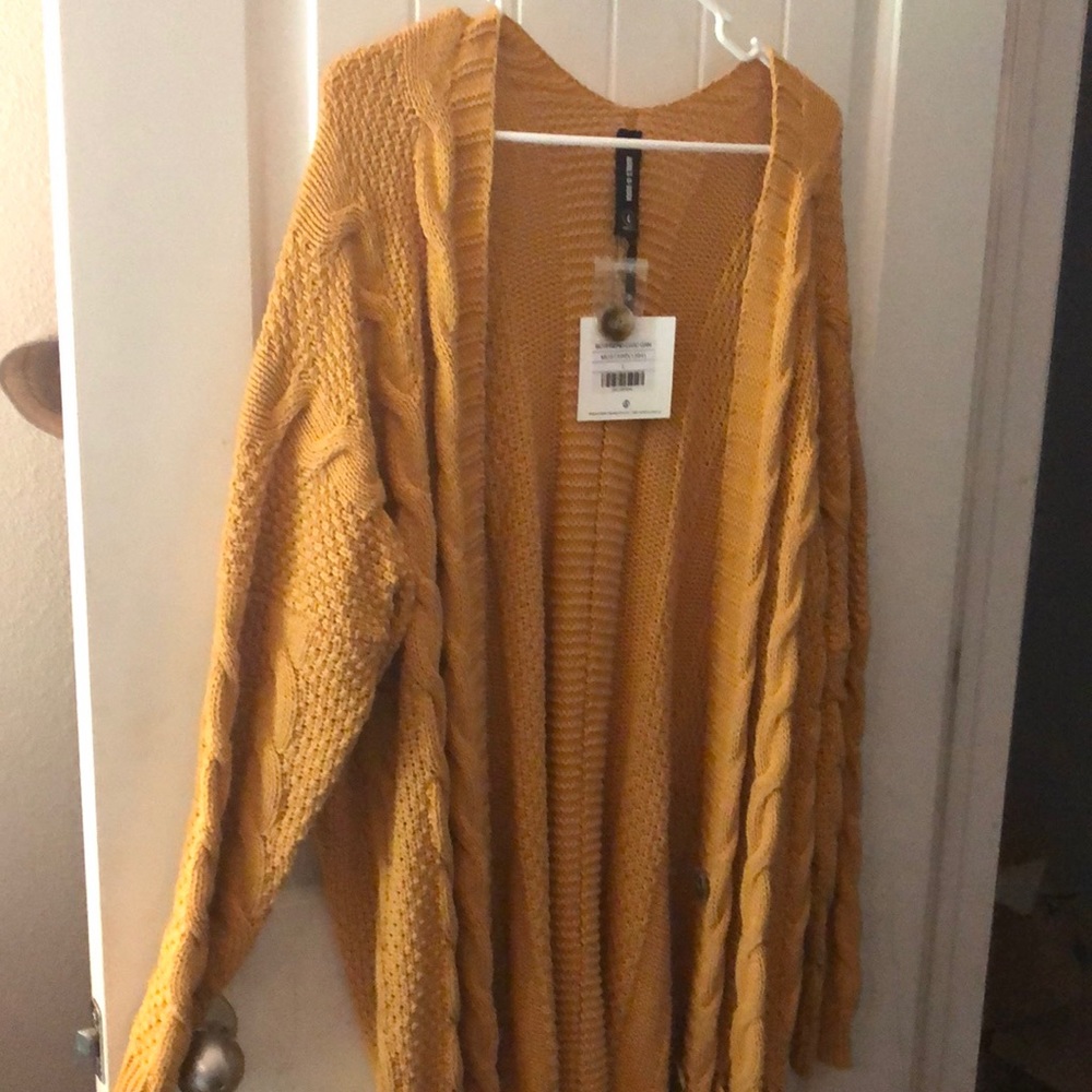 Agnes and Dora mustard boyfriend sweater